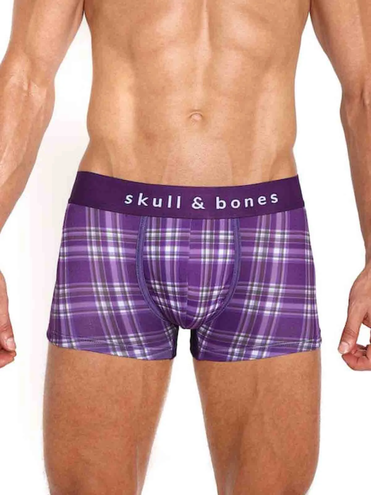 SKULL AND BONES PURPLE TARTAN PLAID TRUNK