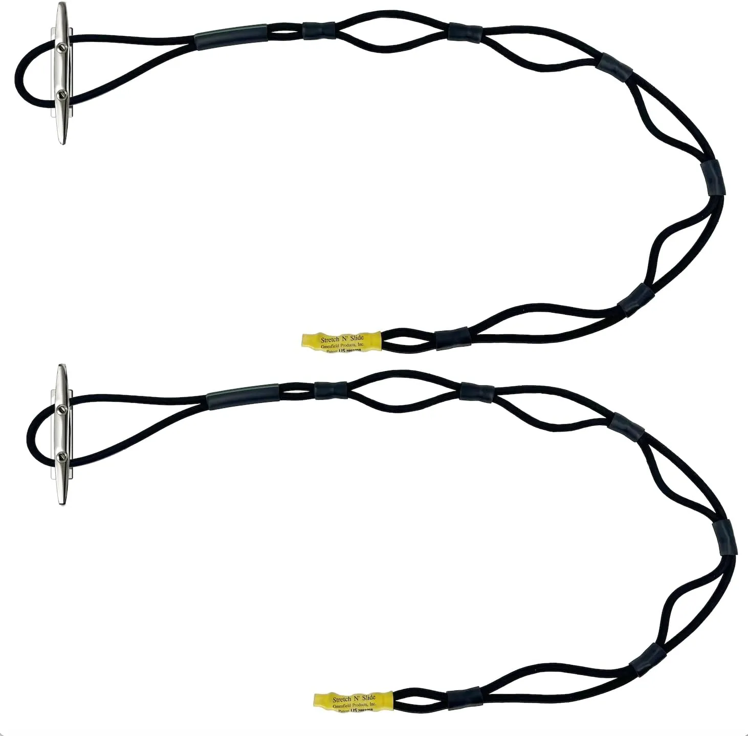 Stretch 'n Slide Bungee Dock Lines, 2 Pack, Stretches to 7ft with Adjustable Loops, Ideal for Docking or Rafting, Boats, Jetskis, PWC. Boat Dock Lines with Loop.