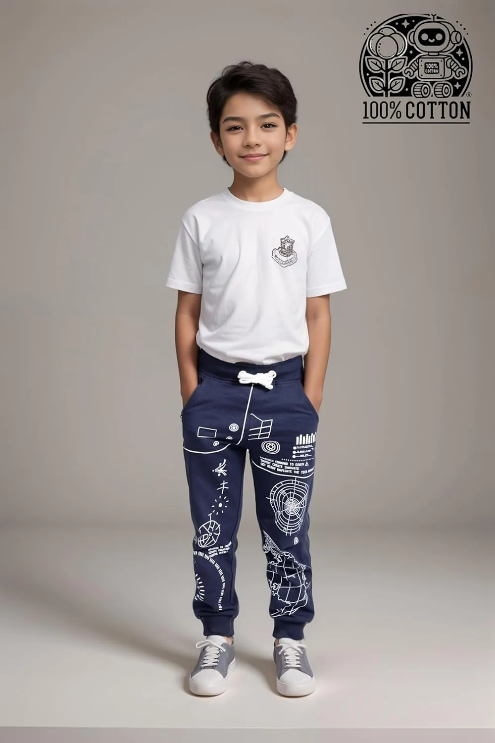 Toddler Boys Animal 3D Knee Knit French Terry Jogger/Pants - Pure Cotton