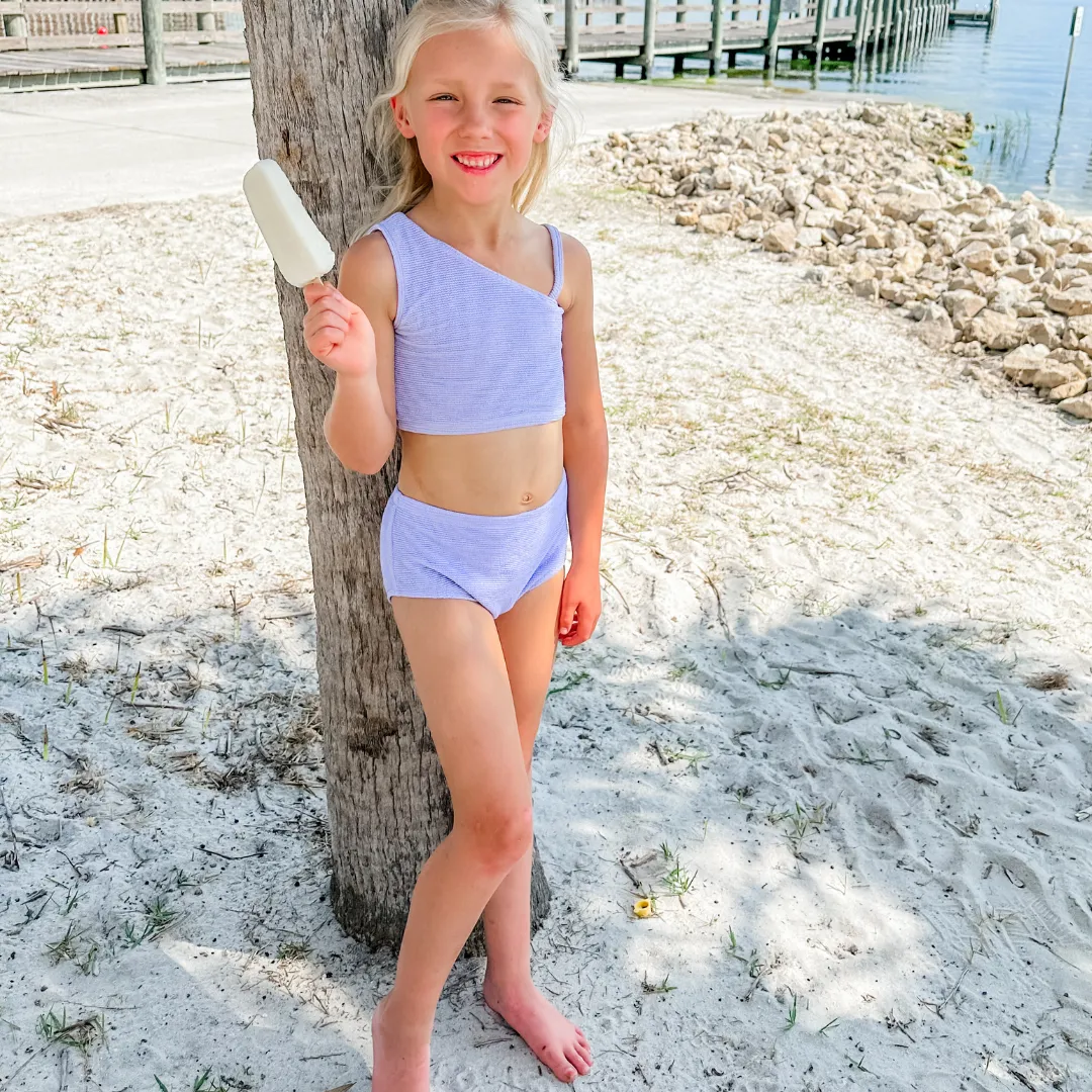 Two-Piece Textured Swimsuit - Lavender