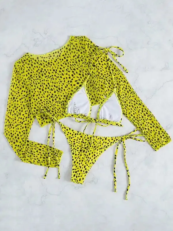 Women’s Polka Dot Print Three Piece Bikini Sets