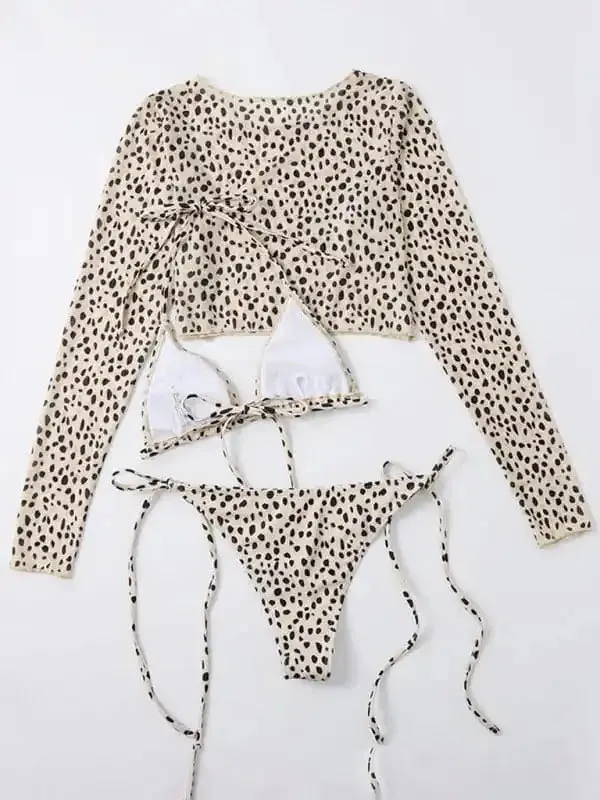 Women’s Polka Dot Print Three Piece Bikini Sets