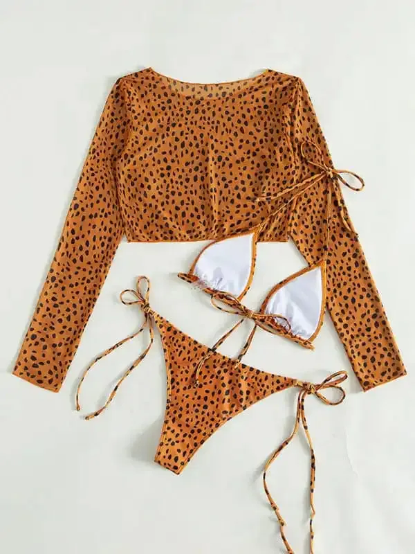 Women’s Polka Dot Print Three Piece Bikini Sets