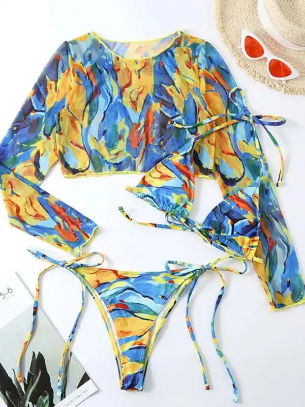Women’s Polka Dot Print Three Piece Bikini Sets