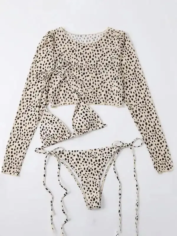 Women’s Polka Dot Print Three Piece Bikini Sets