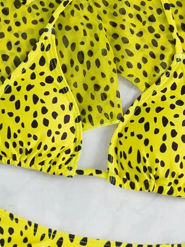 Women’s Polka Dot Print Three Piece Bikini Sets