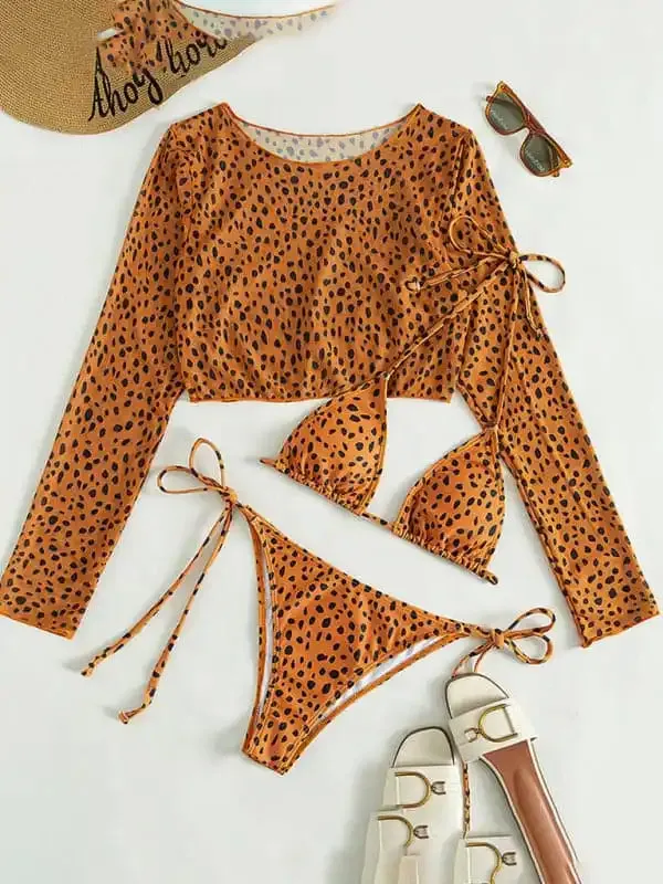 Women’s Polka Dot Print Three Piece Bikini Sets