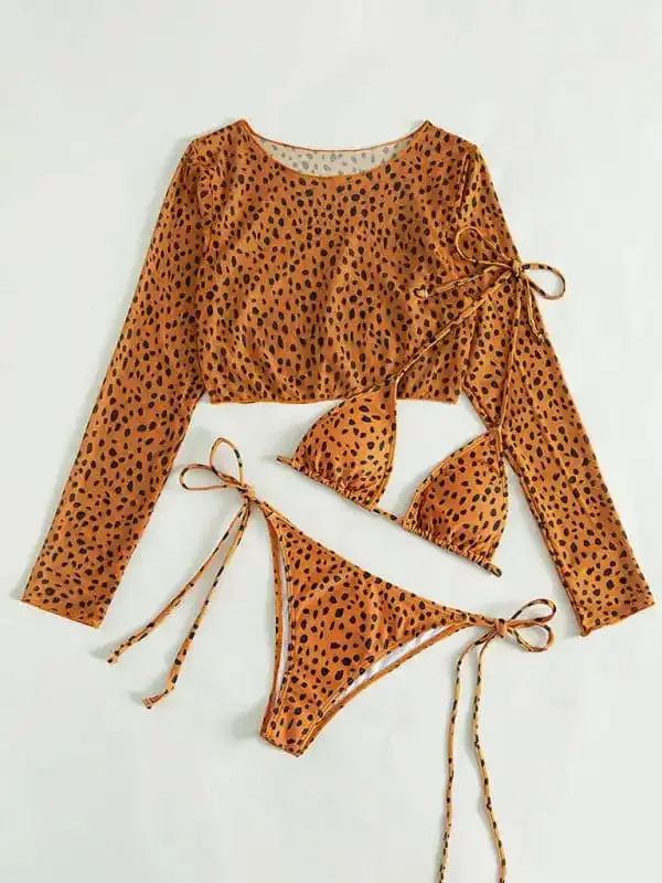 Women’s Polka Dot Print Three Piece Bikini Sets