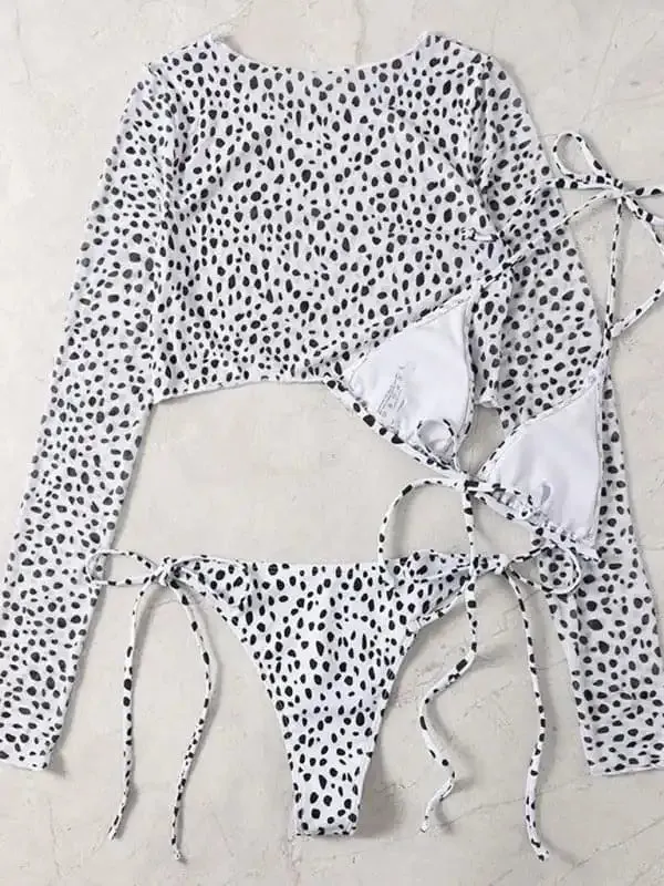 Women’s Polka Dot Print Three Piece Bikini Sets