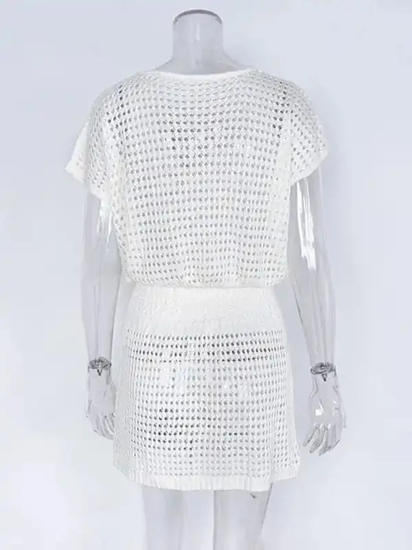 Women’s Solid Color Open Knit Cover Up Dress