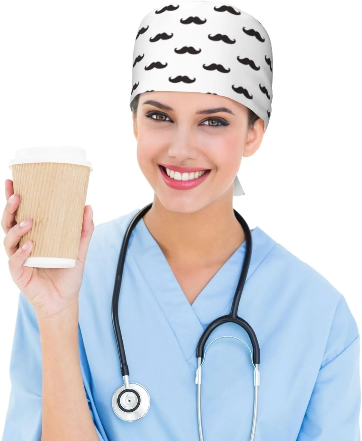 Working Cap Scrub Cap with Sweatband Adjustable Unisex Women Tie Back Hat Nurse Surgical Caps
