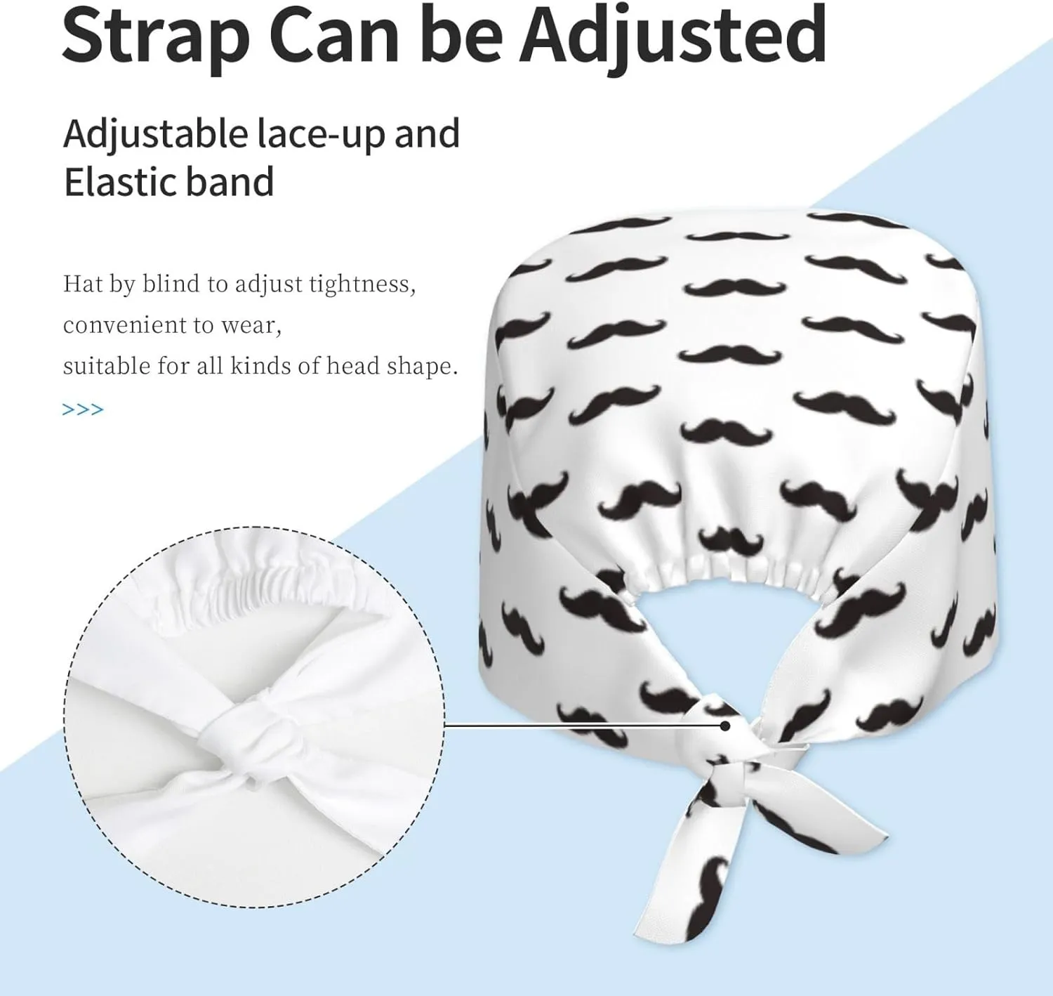 Working Cap Scrub Cap with Sweatband Adjustable Unisex Women Tie Back Hat Nurse Surgical Caps